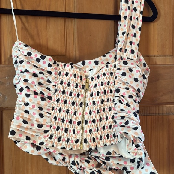 Maeve One Shoulder Polka Dot Bow Front Top Anthropologie Blouse 6 - Picture 4 of 7